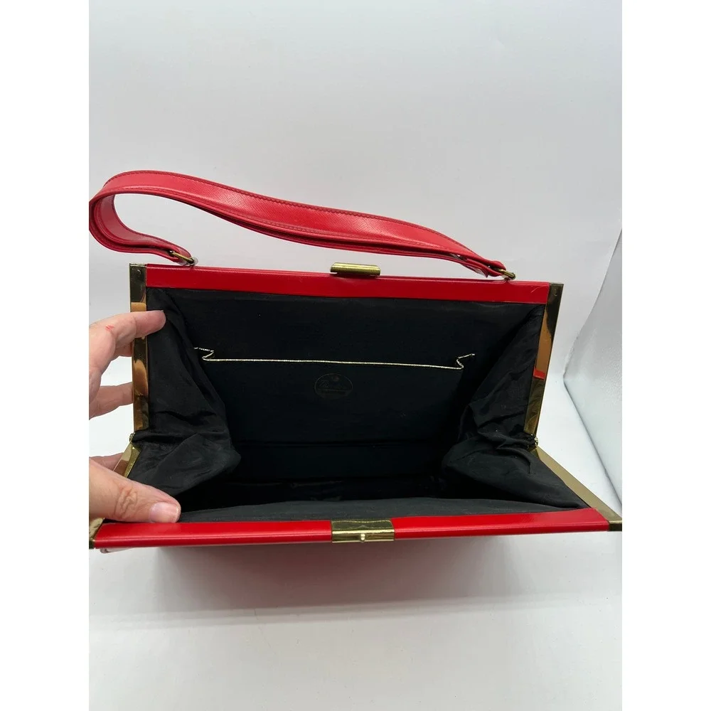 Theodor California‎ Vintage Handbag Red Mod Retro Rockabilly Faux Leather Medium